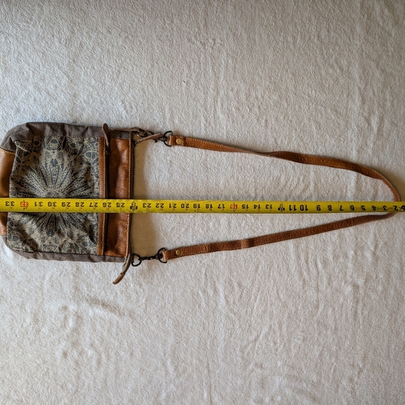 Myra Bag Upcycled Canvas & Leather Flower Crossbody Bag – Boho - Picture 5 of 7